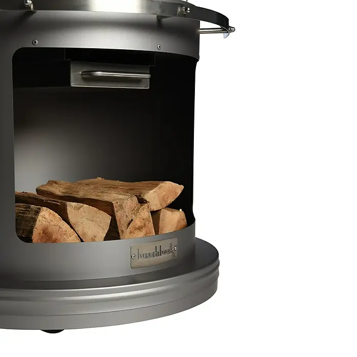 Buschbeck Grillkamin Auckland - Hauptgrillfläche: Ø 42,5 cm, Edelstahl, Dunkelgrau - Detailaufnahme