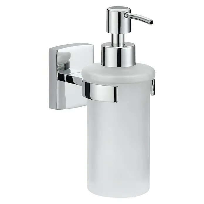 Tesa Bath Dispensador de jabón Klaam - Vidrio, Cromo satinado - Vista de perfil izquierdo