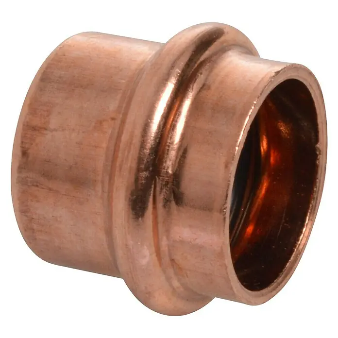 Kupfer-Presskappe - Durchmesser: 22 mm, Presskontur: V - Vorderansicht