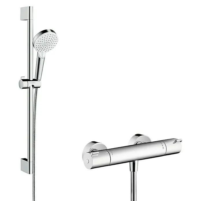 Hansgrohe Crometta Brause-Set Crometta Vario/Ecostat 1001 SL - Lochabstand: 62,5 cm, Chrom - Vorderansicht
