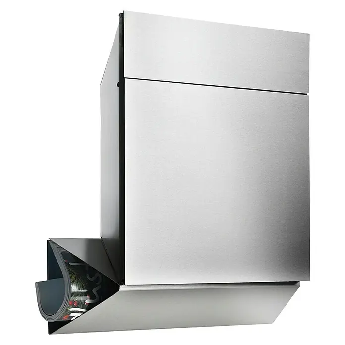 Burg-Wächter Briefkasten Quadus - Edelstahl, 145 x 475 x 497 mm, Edelstahl, Format Einwurf: DIN C4, 325 x 35 mm - Vorderansicht