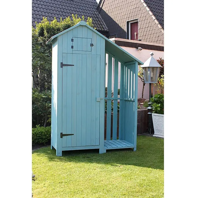 Leco Gartenschrank Vintage Plus - 135 x 55 x 179 cm, Mint - Stimmungsaufnahme