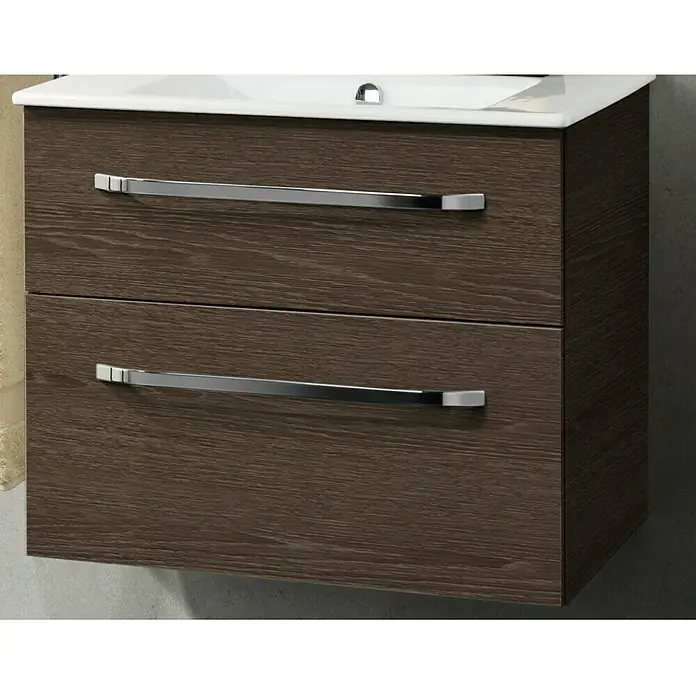 Camargue Star Waschtischunterschrank - 69,4 x 48,9 x 51,8 cm, Ohne Beleuchtung, Eiche Maron, Matt - Linke Seitenansicht