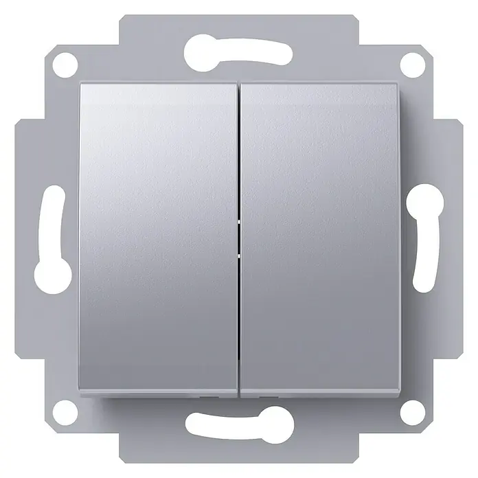 Voltomat ART Doppelwechselschalter - Silber, Unterputz, Kunststoff, 10 A - Vorderansicht