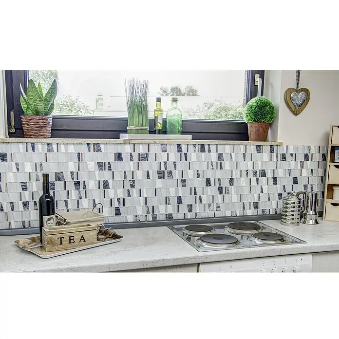 Mosaikfliese Leiter Mix XCM LA10 - 30 x 30 cm, Weiß, Glänzend - Anwendungsbeispiel