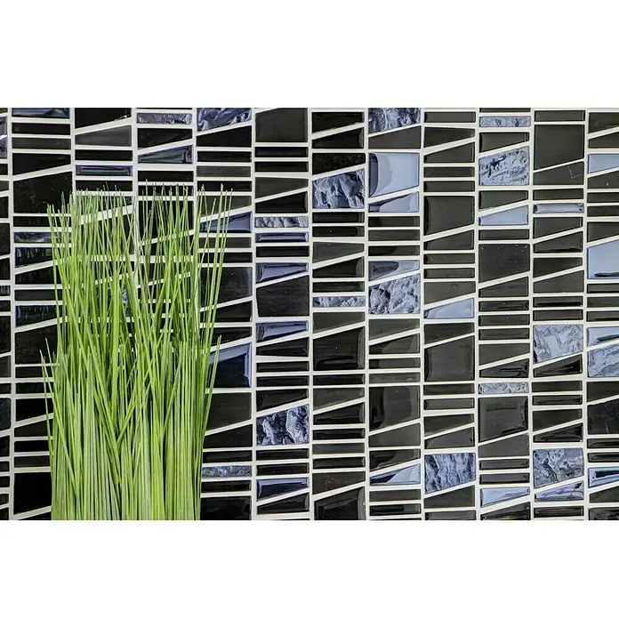 Mosaikfliese Leiter Mix XCM LA29 - 30 x 30 cm, Schwarz, Glänzend - Detailaufnahme