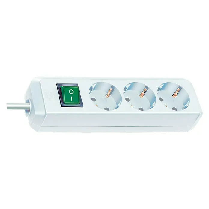 Brennenstuhl Eco-Line Steckdosenleiste - Anzahl Steckdosen Schuko: 3 Stk., Weiß, Kabellänge: 1,5 m, Max. Anschlussleistung: 3.680 W