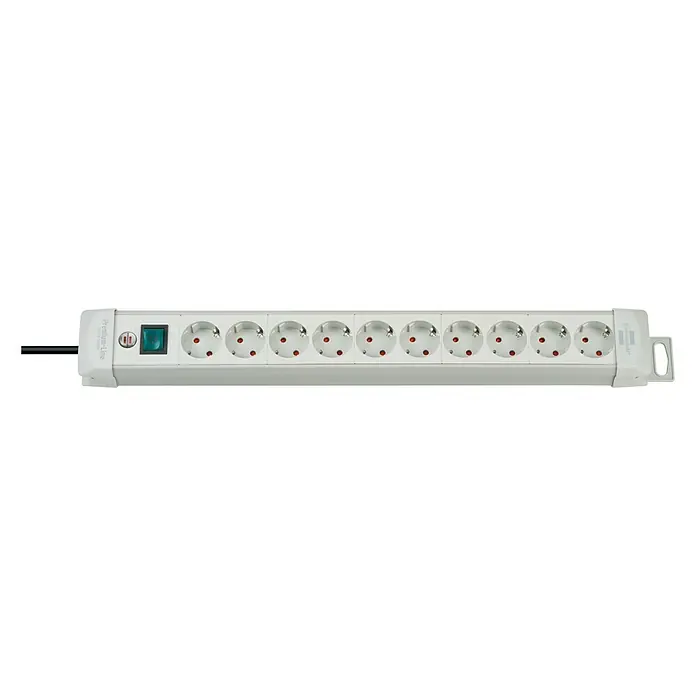 Brennenstuhl Premium-Line Steckdosenleiste - Anzahl Steckdosen Schuko: 10 Stk., Grau, Kabellänge: 3 m, Max. Anschlussleistung: 3.680 W