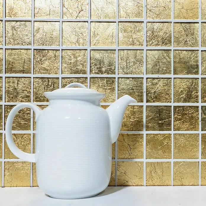 Mosaikfliese Quadrat Crystal Uni CM 4GO20 - 30 x 30 cm, Gold, Glänzend - Detailaufnahme
