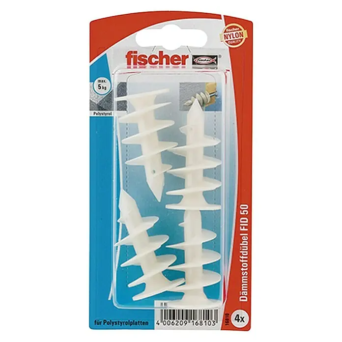 Fischer Tipla za izolacijske materijale FID 50 K - Ø x D: 25 x 50 mm, Plastika, 4 kom - Pogled sprijeda