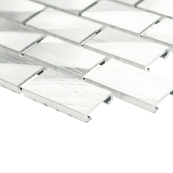 Mosaikfliese Brick XAM A411 - 30,6 x 32,4 cm, Silber, Matt - Vorderansicht