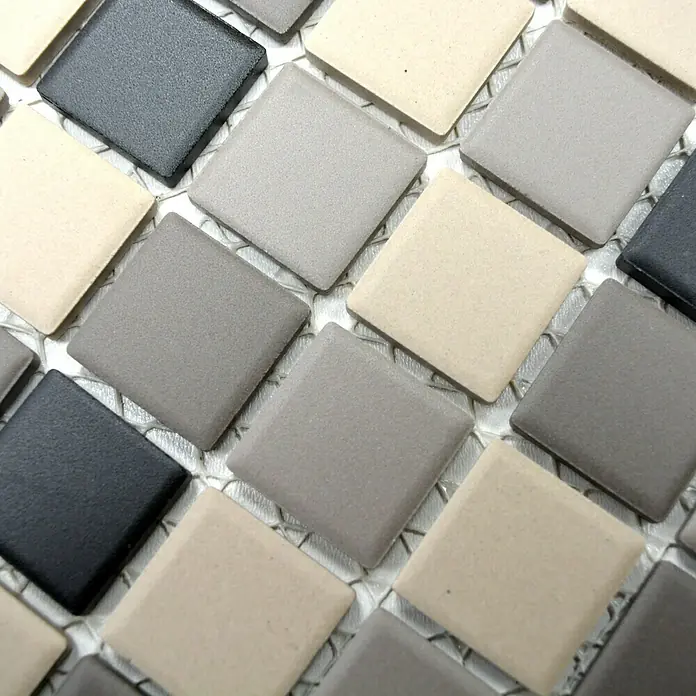 Mosaikfliese Quadrat Mix CU 010 - 32,6 x 30 cm, Beige/Braun, Matt