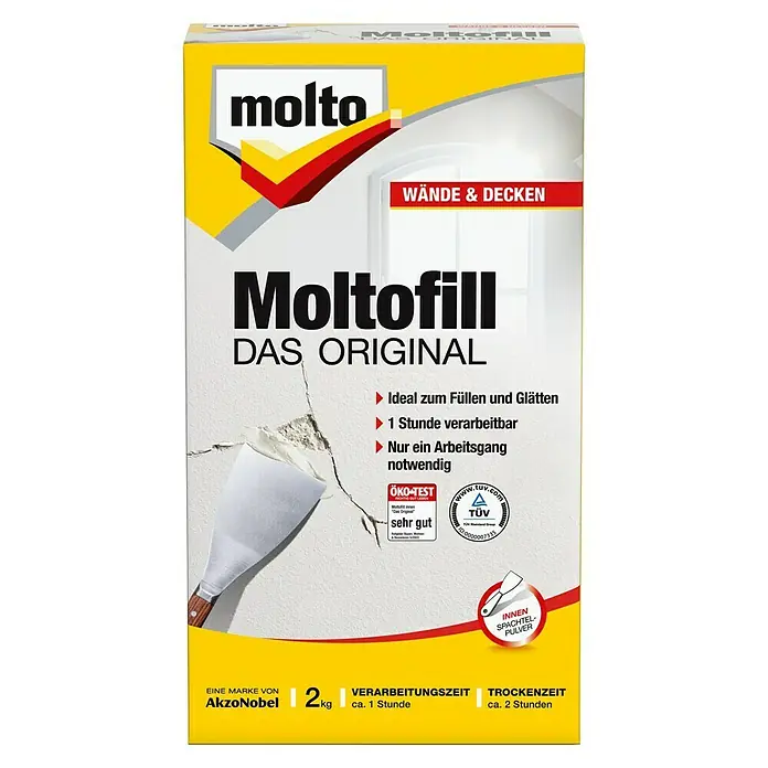 Molto Spachtelpulver Moltofill Das Original - Weiß, 2 kg - Vorderansicht