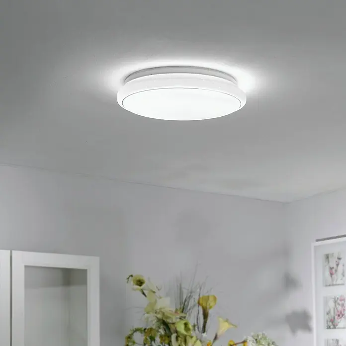 LeuchtenDirekt Okrugla stropna LED svjetiljka Jupiter - 40 W, Ø x V: 600 mm x 10,8 cm, Bijele boje, Bijele boje dnevnog svjetla