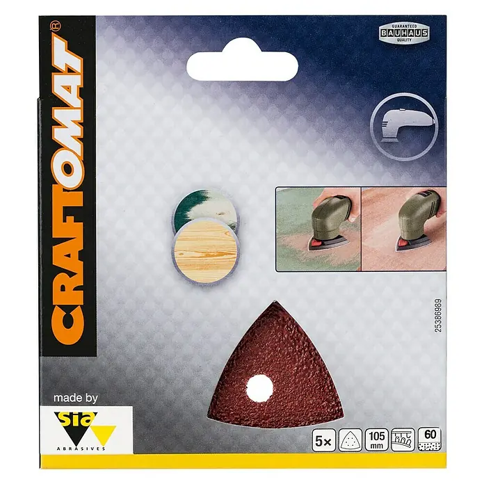 Craftomat Set Delta brusnih papira BFWP - D x Š: 105 x 105 mm, 5 Kom., Granulacija: 60 - Pogled sprijeda
