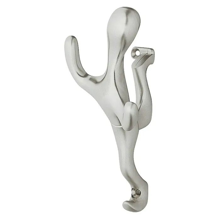 Garderobna kuka - Oprema: 3 kuke, Razmak provrta: 128 mm, Mat poniklano - Pogled sprijeda