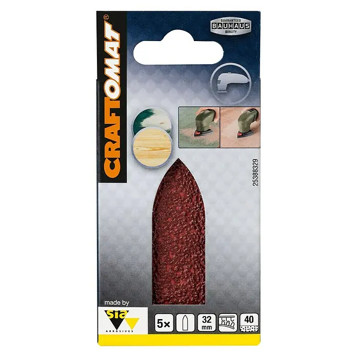 Craftomat Dedo de lijado - Ancho: 32 mm, Grano: 40, 5 ud. - Vista frontal