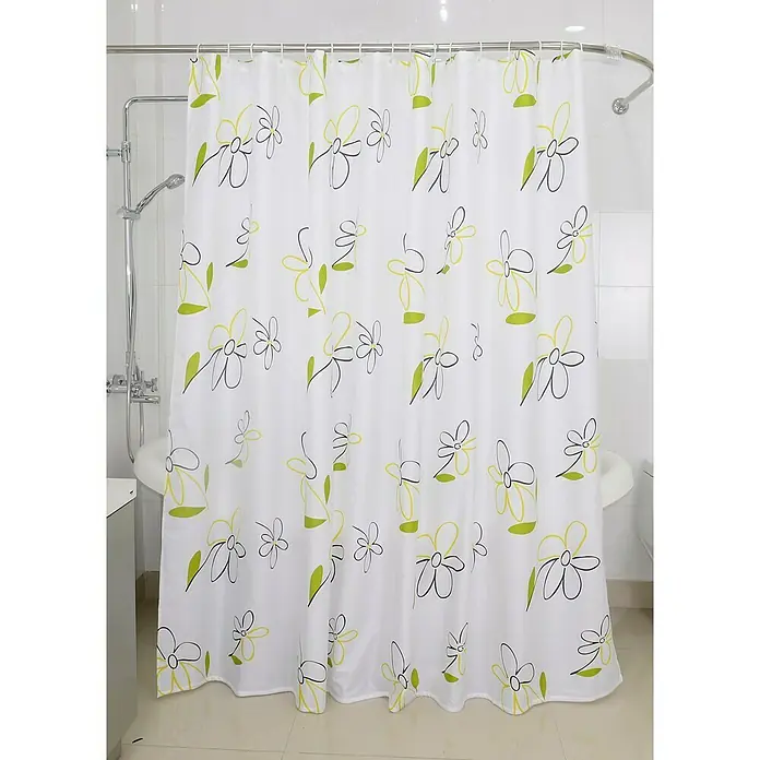 Venus Textil-Duschvorhang Primli - 240 x 200 cm, Weiß/Grün - Stimmungsaufnahme
