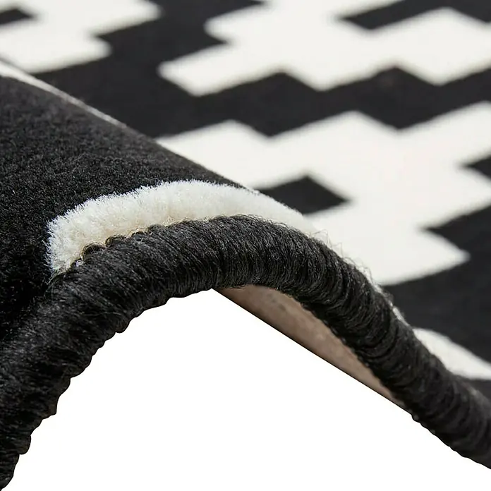 Kayoom Teppich Stella - Schwarz/Weiß, L x B: 290 x 200 cm, 100 % Polypropylen - Detailaufnahme