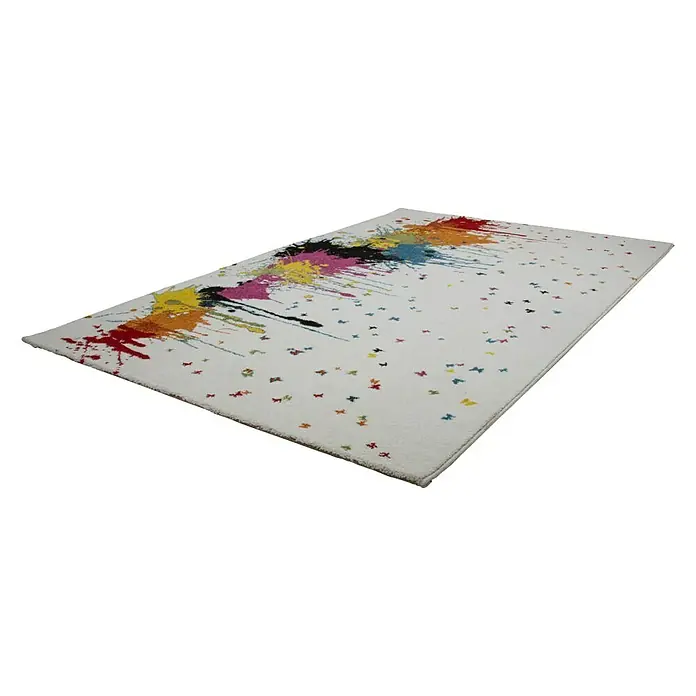 Kayoom Teppich Caribbean 231 - Beige/Weiß, Blau, Rot, Grün, Pink, Schwarz, L x B: 230 x 160 cm, 100% Polypropylen - Ansicht von oben