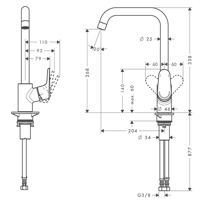 Hansgrohe Ecos Grifo de cocina L - Cromo, Brillante, Caño alto