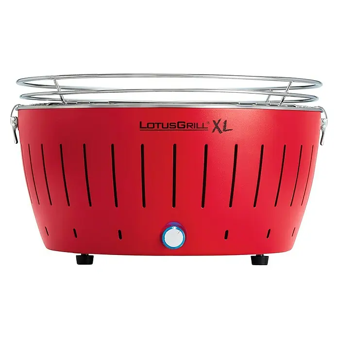 LotusGrill Barbacoa de carbón con poco humo XL - Rojo, Superficie parrilla: Ø 43 cm