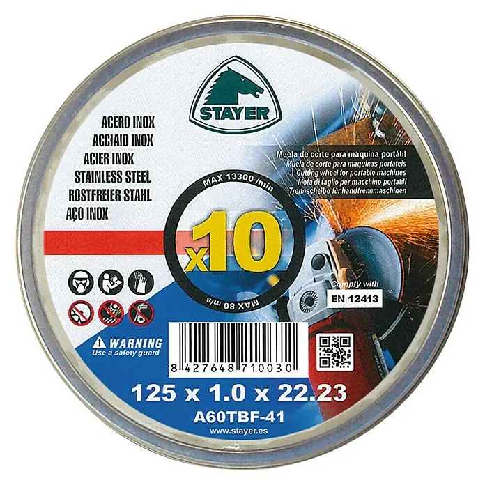 Stayer Disco de corte para acero inoxidable - Diámetro disco: 125 mm, Apto para: Acero inoxidable, 10 ud.