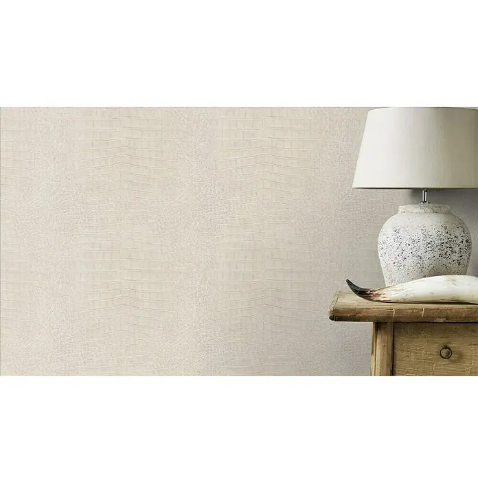 Rasch Mandalay Vliestapete Kroko - Beige, Tieroptik, 10,05 x 0,53 m
