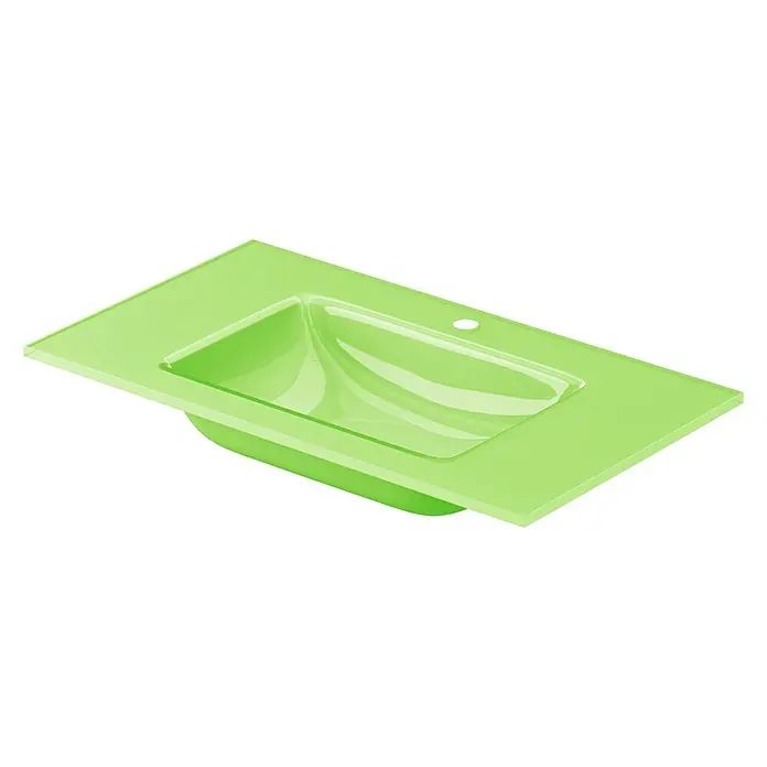 Lavabo Cristal - 61 x 46 cm, Orificios para grifo: Medio, Verde - Vista angular