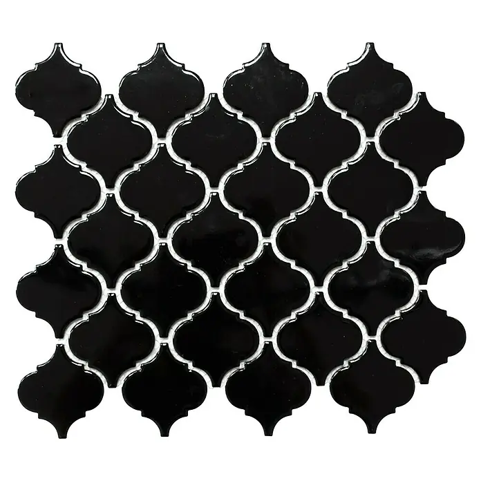 Mosaikfliese Florentiner Uni CLP 2BG - 29,3 x 24,5 cm, Schwarz, Glänzend - Ansicht von oben