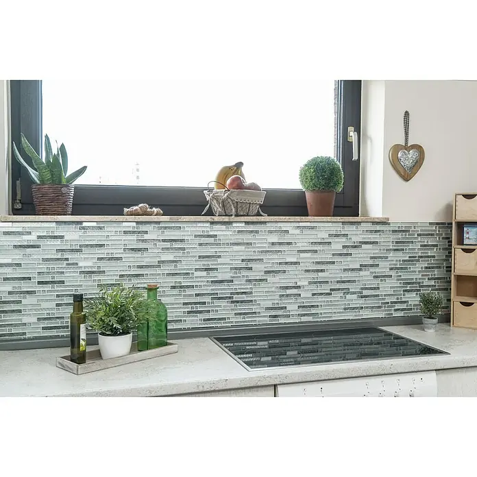 Mosaikfliese Verbund Crystal Mix XCM MV698 - 29,8 x 30,4 cm, Grau/Silber, Glänzend - Stimmungsaufnahme