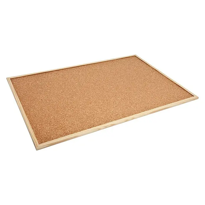 Corcho para notas con marco - Marrón, aspecto de madera, 90 x 60 cm