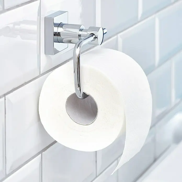 Tesa Hukk Toilettenpapierhalter - Ohne Deckel, Chrom, Glänzend
