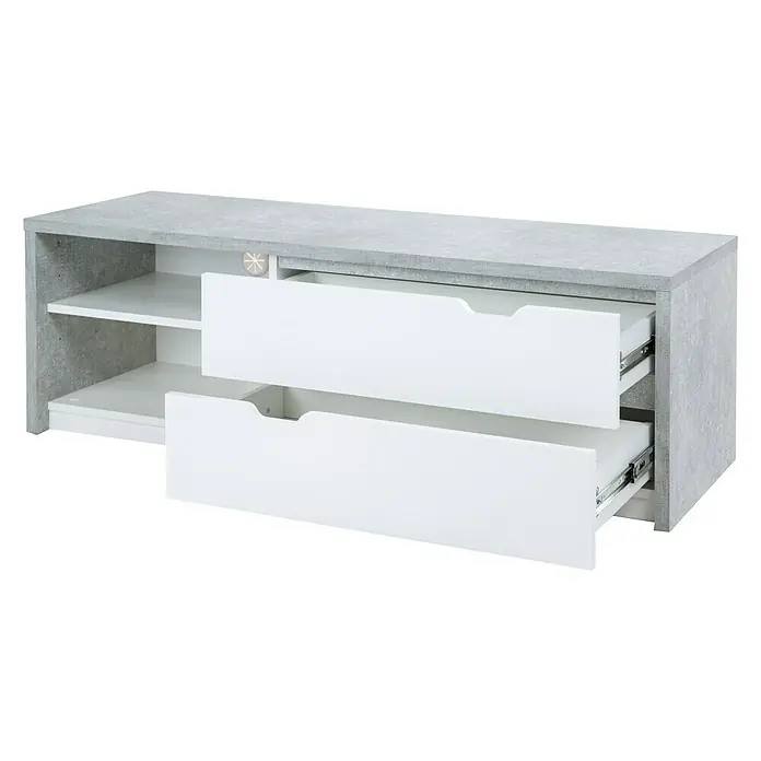 Phönix Bruno Lowboard - L x B x H: 40 x 130 x 42,8 cm, Grau/Weiß - Linke Seitenansicht