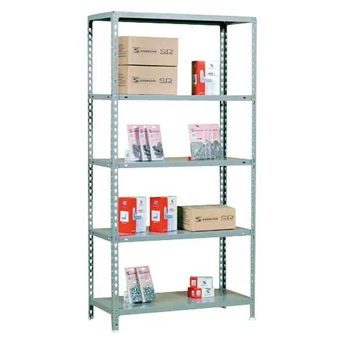 Simonrack Simonclick Metallregal - L x B x H: 40 x 90 x 180 cm, Traglast: 150 kg/Boden, Anzahl Böden: 5 Stk., Stecken, Grau
