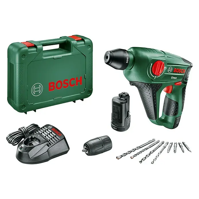 Bosch Akku-Bohrhammer Uneo - 12 V, 2 Akkus, 2 Ah, Einzelschlagstärke: 0,5 J - Linke Seitenansicht