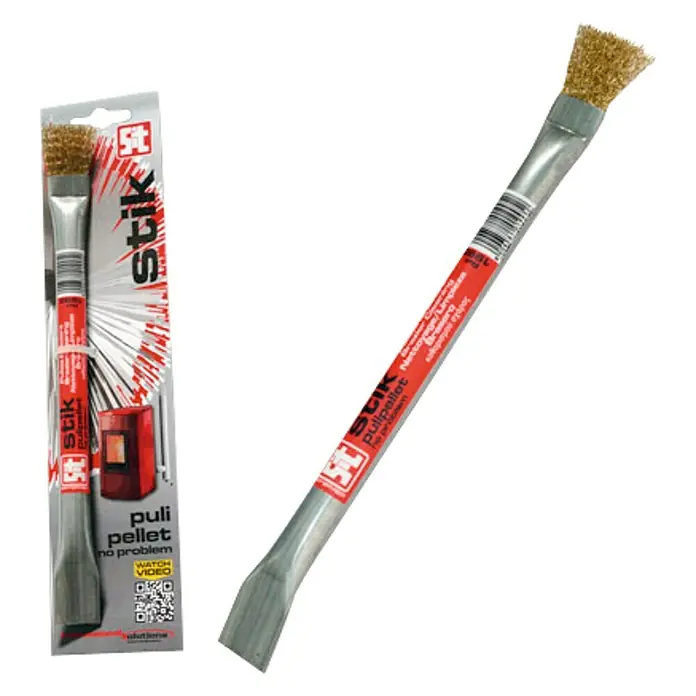 Pincel y rasqueta para estufa de pellets - Acero inoxidable, Largo: 240 mm