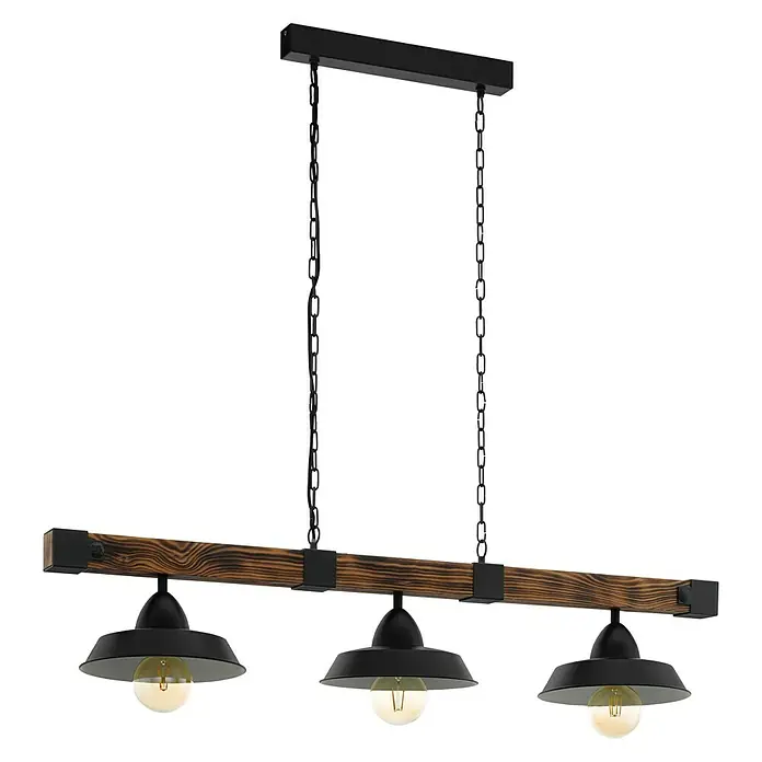 Eglo Visilica Oldbury - D x Š x V: 118 x 26 x 110 cm, 180 W, Broj žarulja: 3 Kom. - Pogled sprijeda