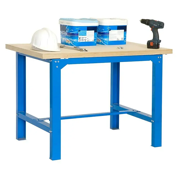 Simonrack Simonwork Werkbank BT-6 Plywood 1200 - L x H: 120 x 86,5 cm, Breite: 75 cm, Traglast Tischplatte: 800 kg, Blau - Ansicht von oben