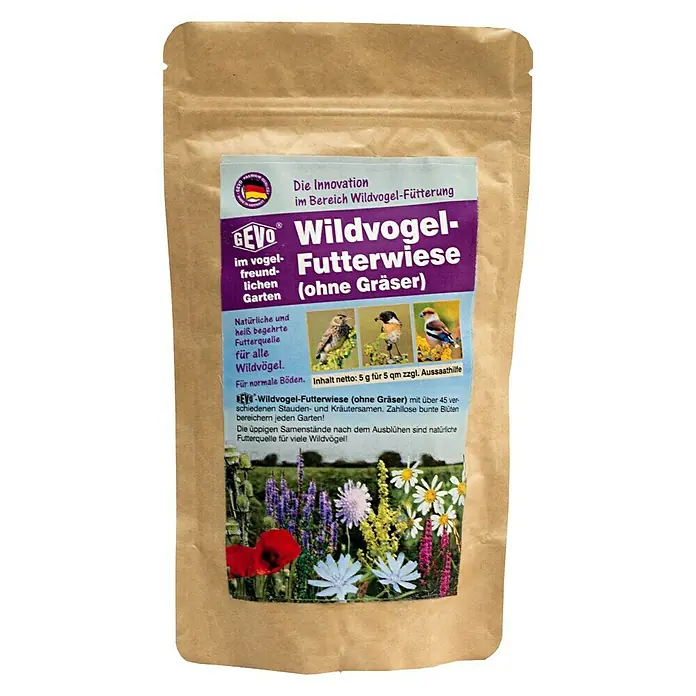 Gevo Wildvogelfutter - 5 g, Futterwiese, Inhalt ausreichend für ca. 5 m² - Vorderansicht