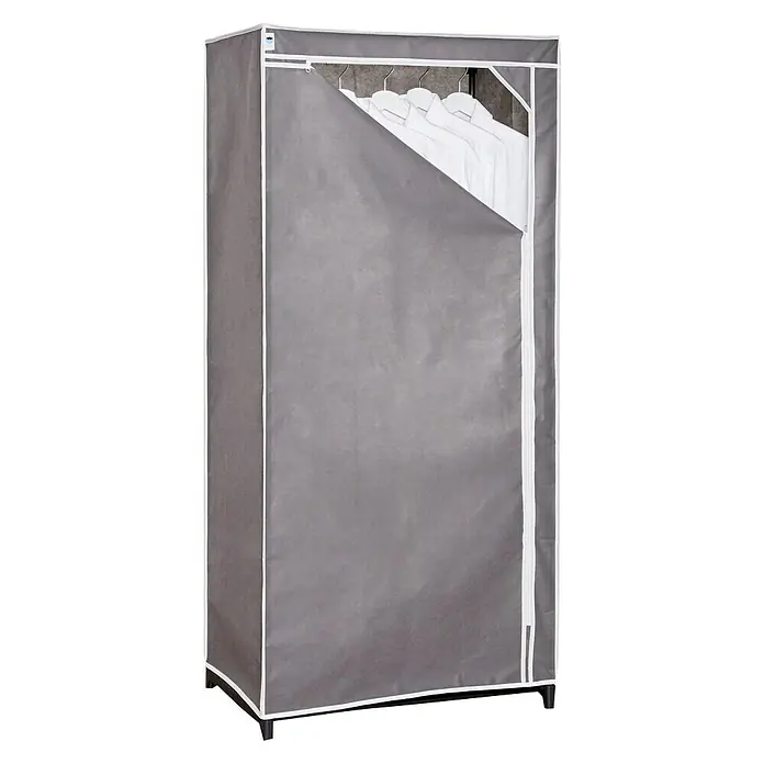 Textiler Kleiderschrank - L x B x H: 50 x 75 x 160 cm, Grau - Vorderansicht