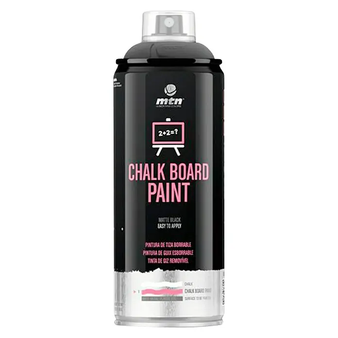 mtn Spray pintura de pizarra - Negro, Mate, Secado rápido, 400 ml