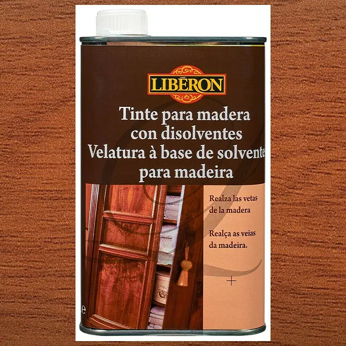 Libéron Tinte para madera con disolventes - Castaño, 500 ml, Mate sedoso