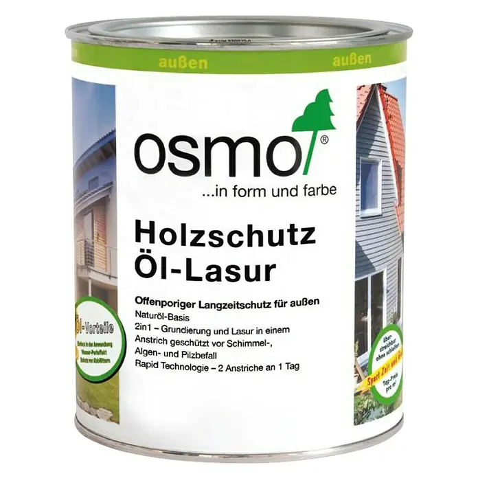 Osmo Holzschutz Öl-Lasur - Perlgrau, 750 ml, Seidenmatt - Vorderansicht