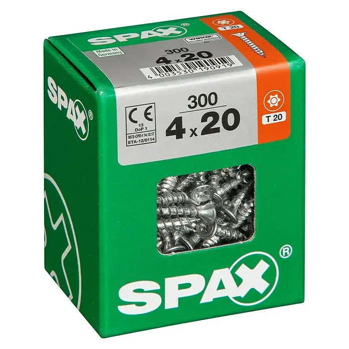 Spax Universalschraube T-Star plus - Ø x L: 4 x 20 mm, WIROX Oberfläche, T-Star plus, 300 Stk. - Linke Seitenansicht