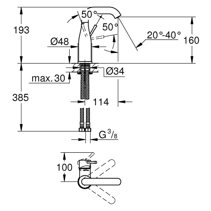Grohe Essence Waschtischarmatur M-Size - Chrom