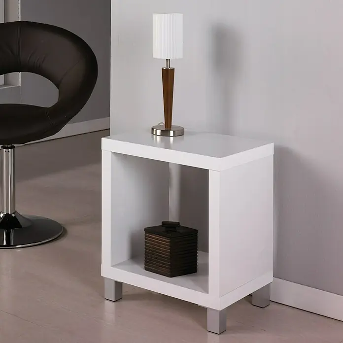 Mesa auxiliar Kubox - L x An x Al: 29 x 41 x 41 cm, Blanco