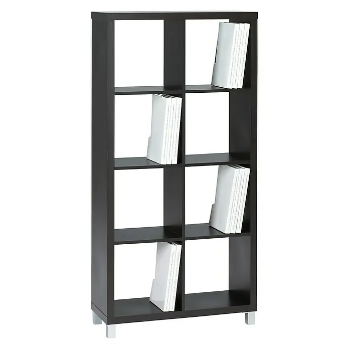 Estantería de madera Kubox 8 huecos - An x Al: 76 x 153 cm, MDF, Negro