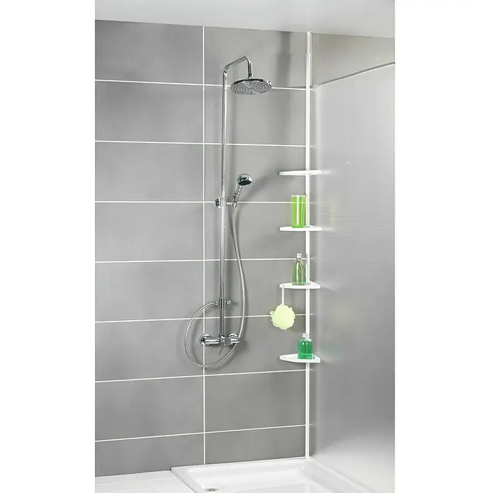 Wenko Teleskop-Eckregal Easy - Höhenverstellung: 78 cm - 265 cm, 4-stöckig, Weiß - Stimmungsaufnahme