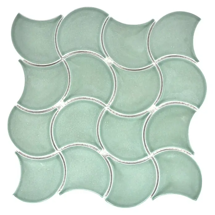 Mosaikfliese Fächer Uni FS 15P - 27,6 x 27,6 cm, Petrol, Glänzend - Ansicht von oben